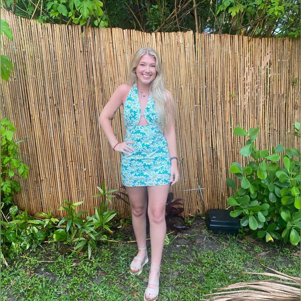 Cotton Candy - Green Daisy Dress